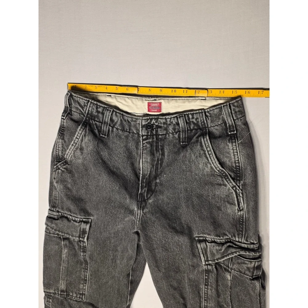 Vintage Levi's XX Cargo Straight Pants Mens 32x30 Washed Black Denim Utility